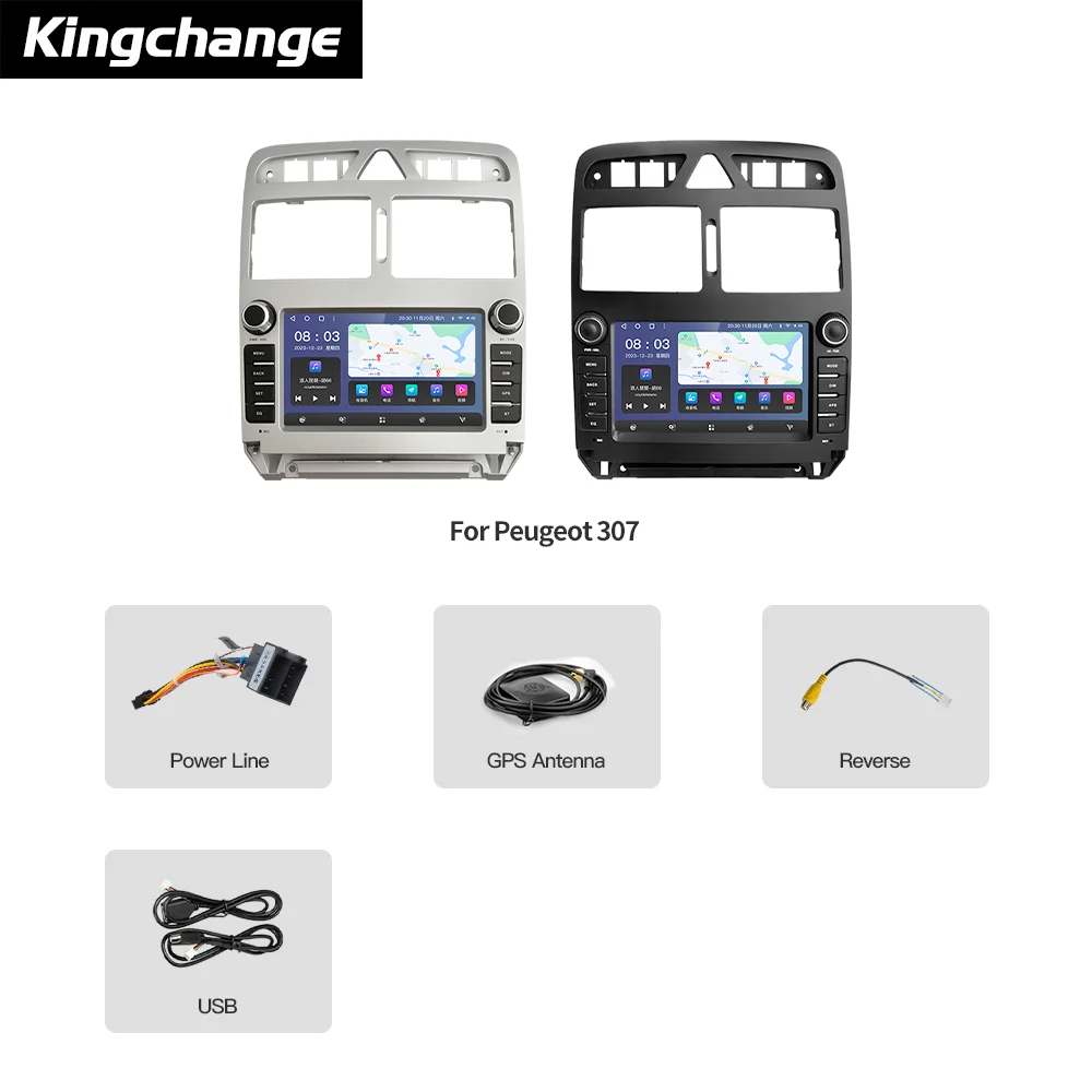 Kingchange autoradio lettore di navigazione Gps Android per Peugeot 307 307CC 307SW 2004-2013 Multimedia Stereo WiFi Video CarPlay