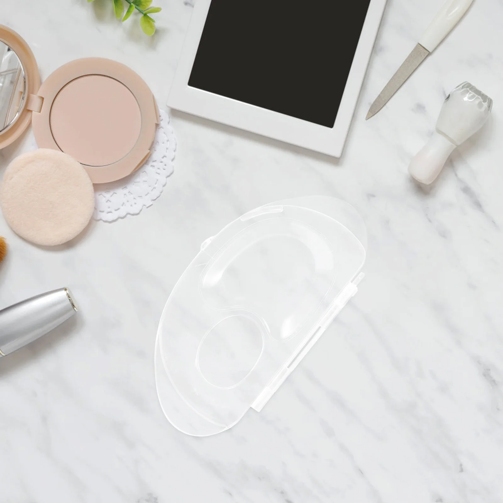 2 set tavolozza per miscelazione fondotinta tavolozza per trucco acrilico trasparente tavolozza a mano kit di strumenti di miscelazione pieghevole per fondotinta liquido