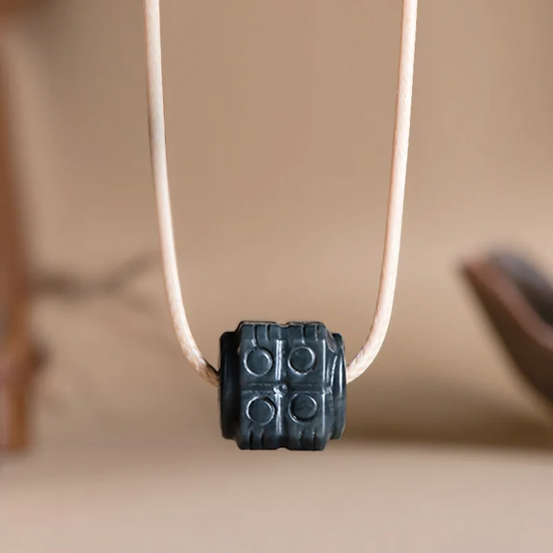 

Natural old Hotan Black Jade Cong Jadeite Pendant Antique Simple Men's Charms Women's Jewelry Drop Shipping