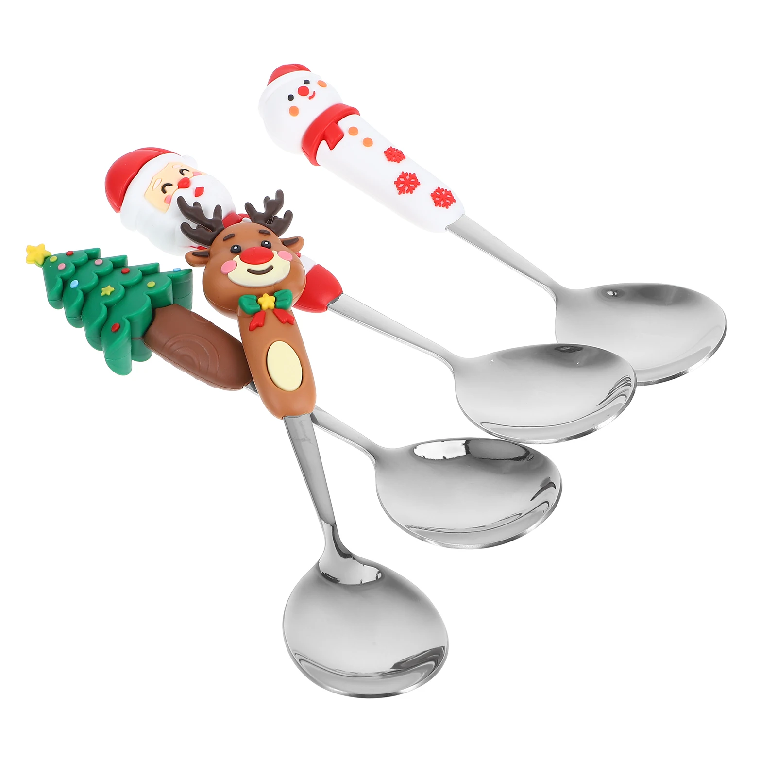

4 Pcs Cartoon Dessert Spoons Christmas Stainless Steel Cute Mini Coffee Long H Teaspoon StirringSpoons For Tea Ice Cream