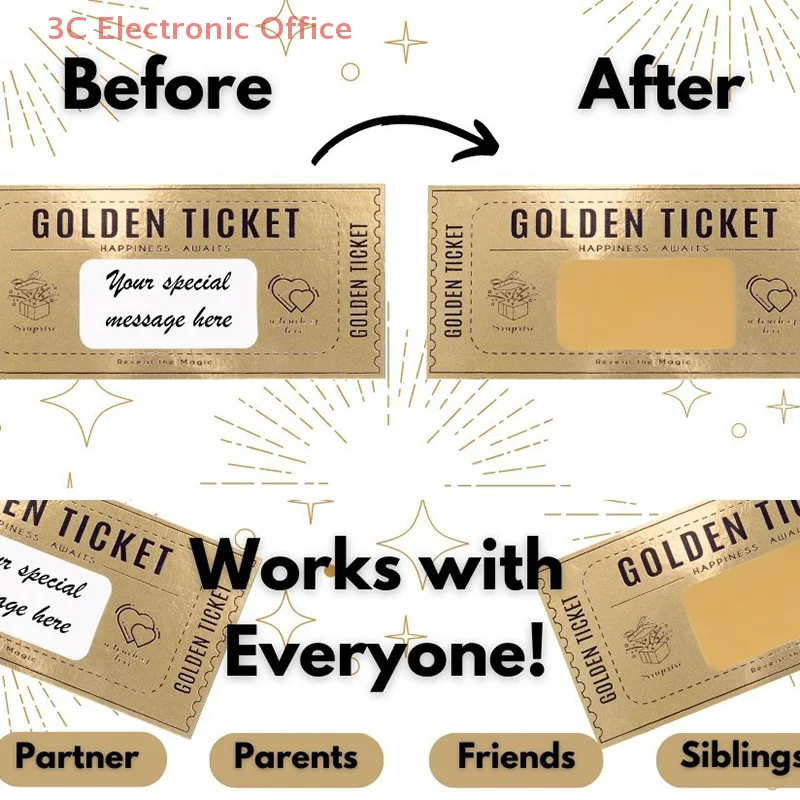 High-End Golden Raffle Ticket Surprise Gift Scratch Off Reveal Card for Christmas