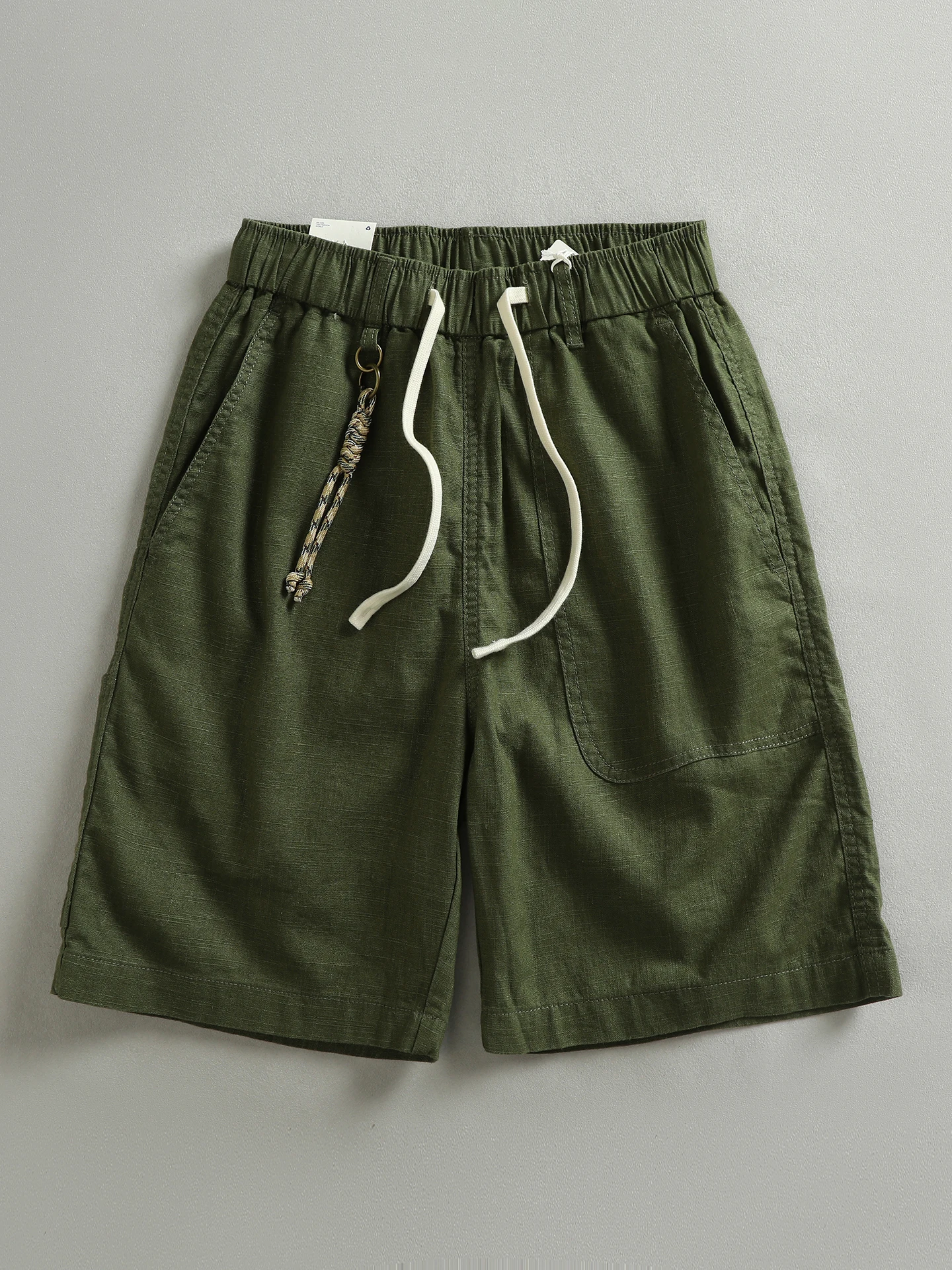 Casual Cotton Linen Blend Breathable Comfortable Men's Loose Fit Summer Shorts Five-Quarter Length Straight Leg Pants