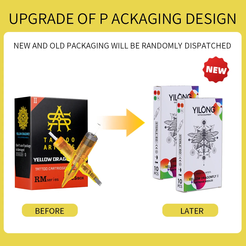 YILONG 20Pcs Disposable Tattoo Cartridges Needle Individual Package RL/RM/RS/M1 Series Tattoo Needle For Tattoo Machine Supply