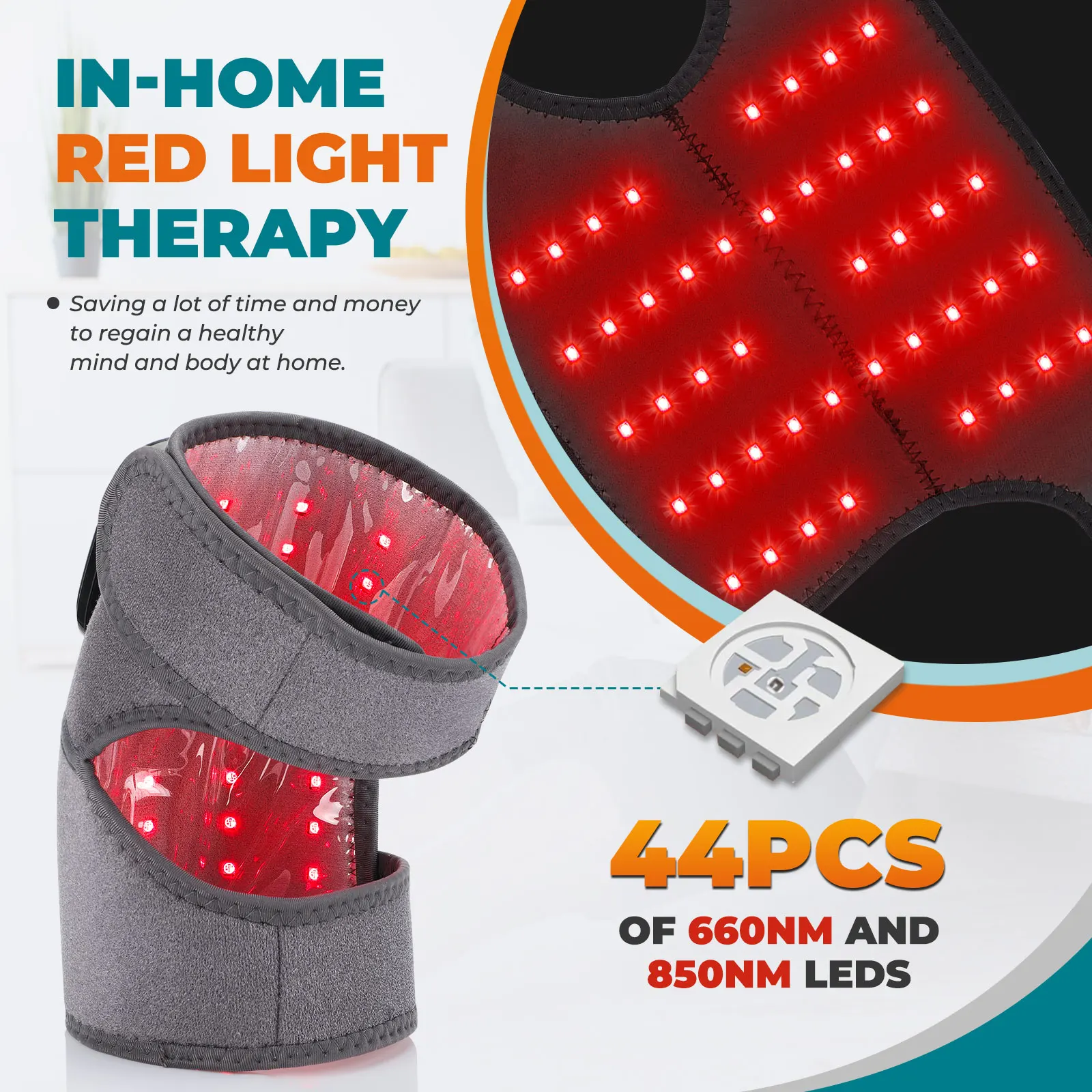 Red Light Therapy Knee Massager with Heating Rechargeable 5-Levels Heated Elbow Shoulder Knee Wrap Pad for Body Leg Joint Relax