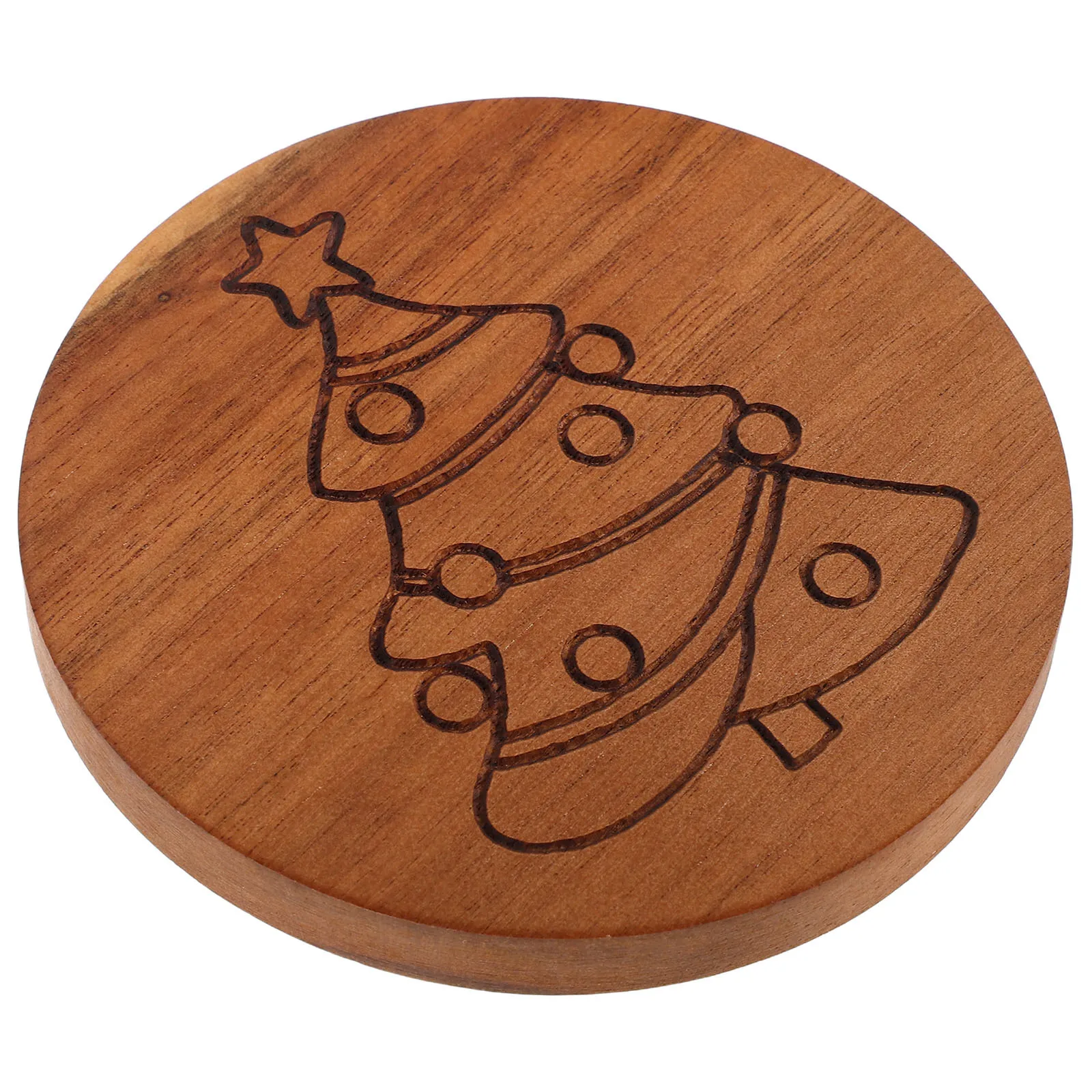 

Premium Acacia Wood Christmas Coaster Handmade Round Gingerbread Design Non Slip Wooden Cup Mat for Table Protection Holiday