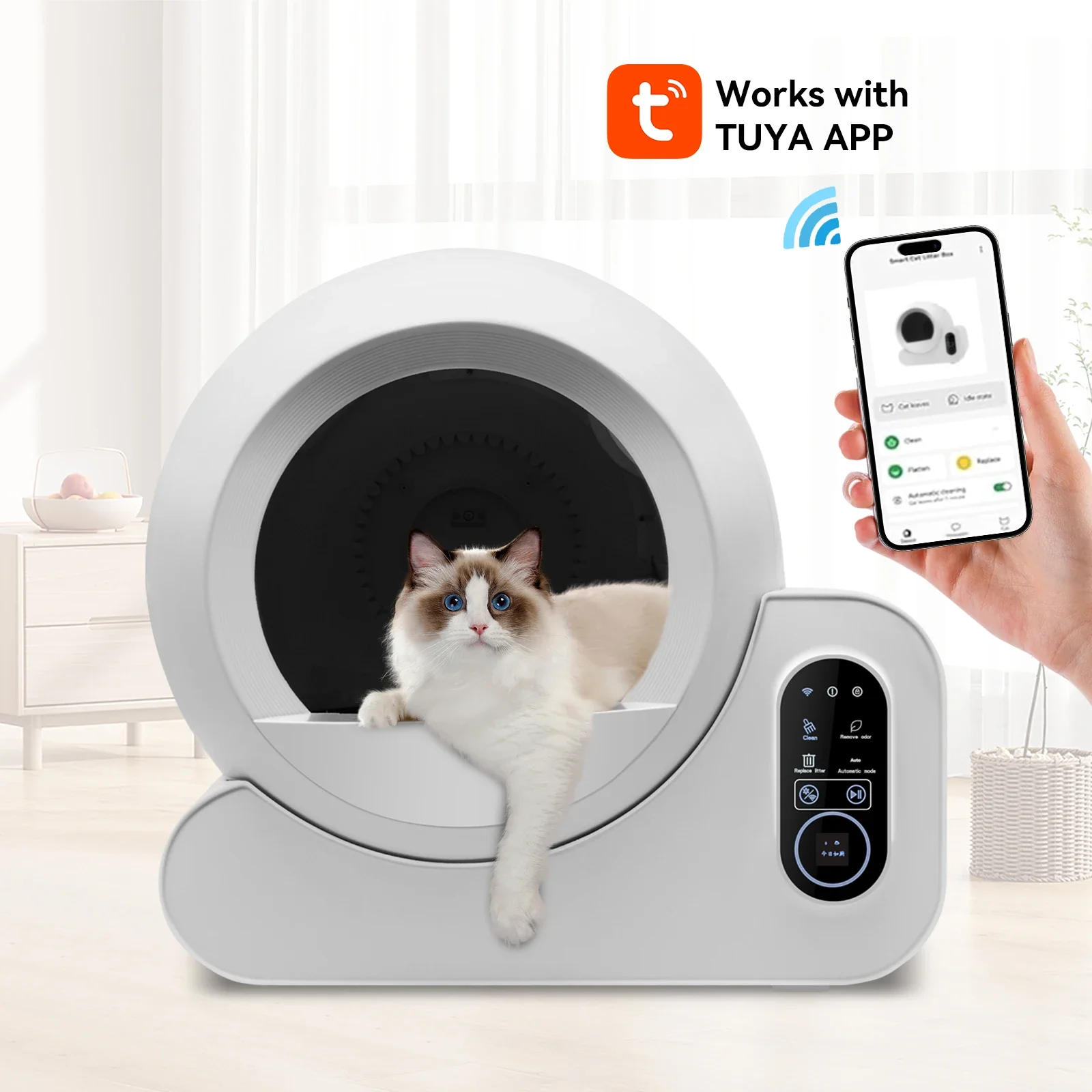 

2024 New Automatic Smart Cat Litter Box Self Cleaning APP Controlled Smart CatSelf Cleaning Cat Toilet For Cats Pet Supplies