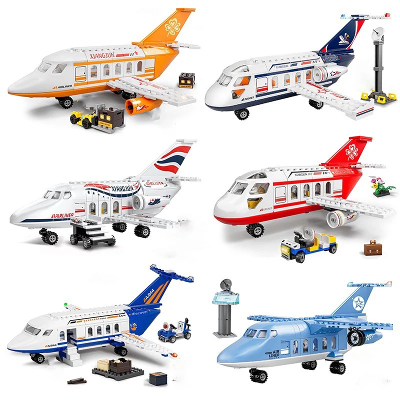 

City Airplane International Passenger Plane Flight Model Building Blocks Airport Airlines Station Bricks Sets Kids Toy Technical