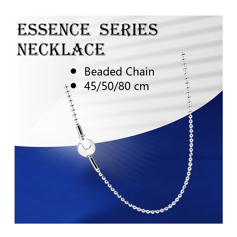 ESSENCE Sterling Silver 925 Original Beaded Snake Chains Necklaces For Women Fine Jewelry Round LOGO Clasp Colliers On The Neck