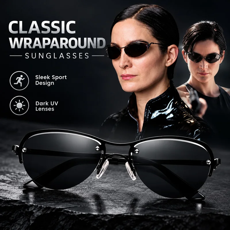 2026 Fashion Cool The Matrix Neo Style Polarized Sunglasses Ultralight Rimless Men Driving Brand Design Sun Glasses Ocul