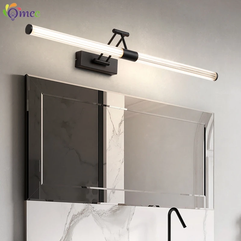 Led Mirror Lights Wall Lamps Bathroom Waterproof White Black LED Flat Lamp Modern Indoor Wall lamp Bathroom Lighting Make Up