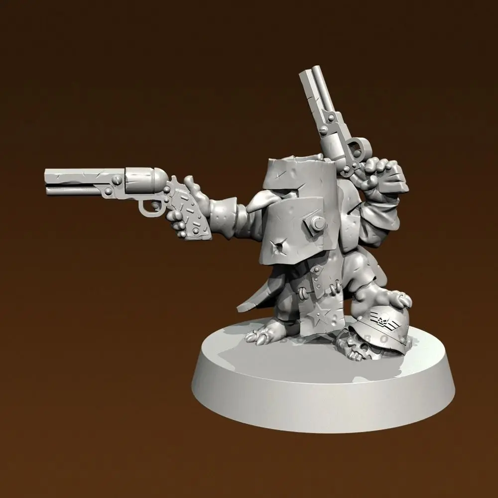 25mm  38mm 50mm Two-Gun Little Monster White Mold 3D Printed Self-assembly Miniatures DIY Coloring Figurines Crafts Gifts