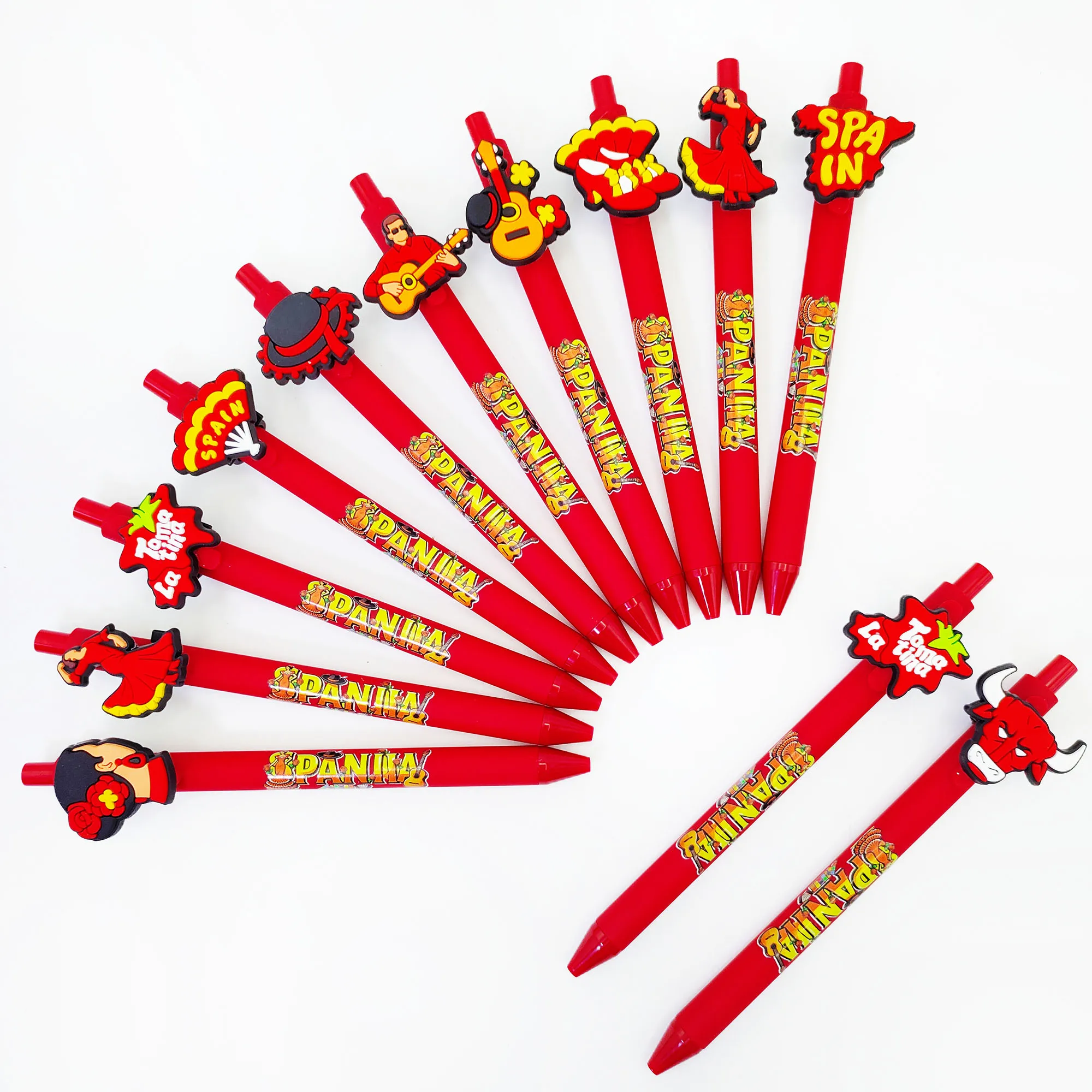 

10pcs/15pcs/20pcs Spanish themed printed ballpoint pen, student writing stationery, office meeting recording pen.