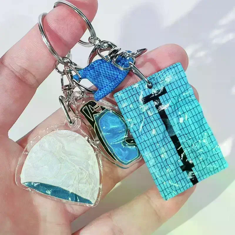 1 pçs chapéu de natação chaveiro do carro criativo piscina ondulado chaveiro decoração saco pingente presente do nadador