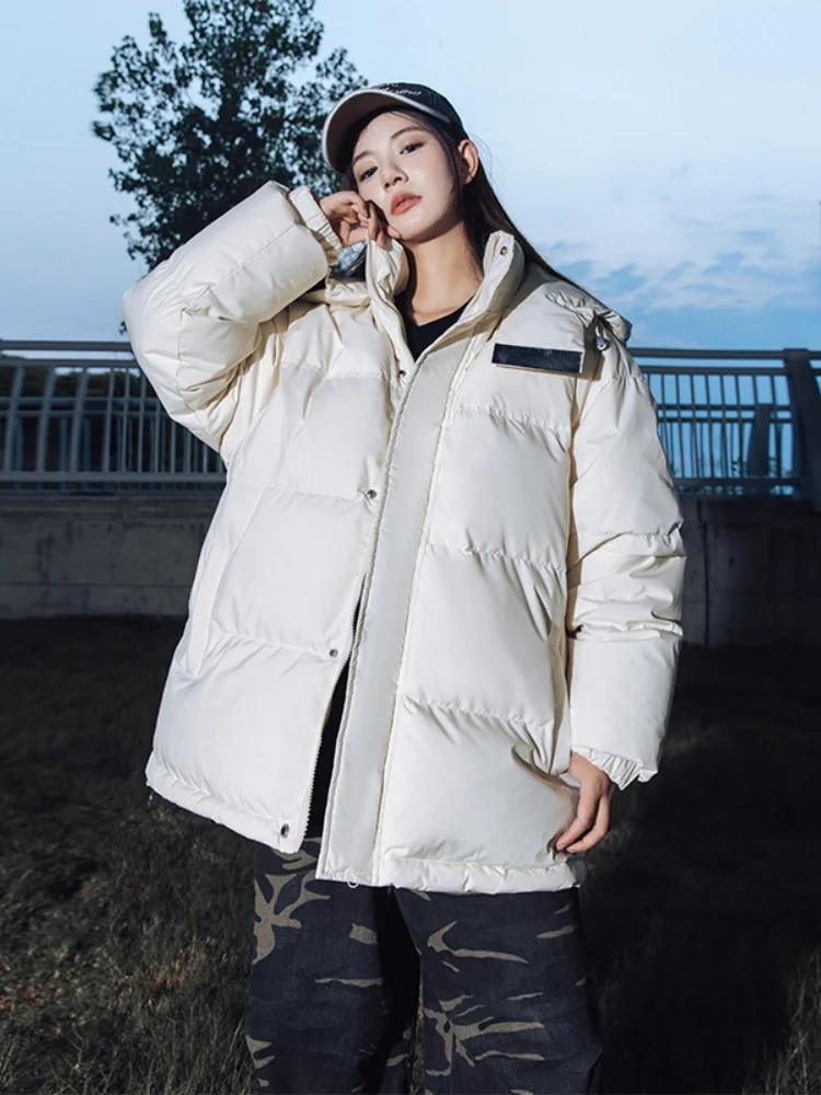 

Hooded Du down Jaet Men's Thiened Winter Coat American Retro Couple's Cold Resistance Faionable Outerwear