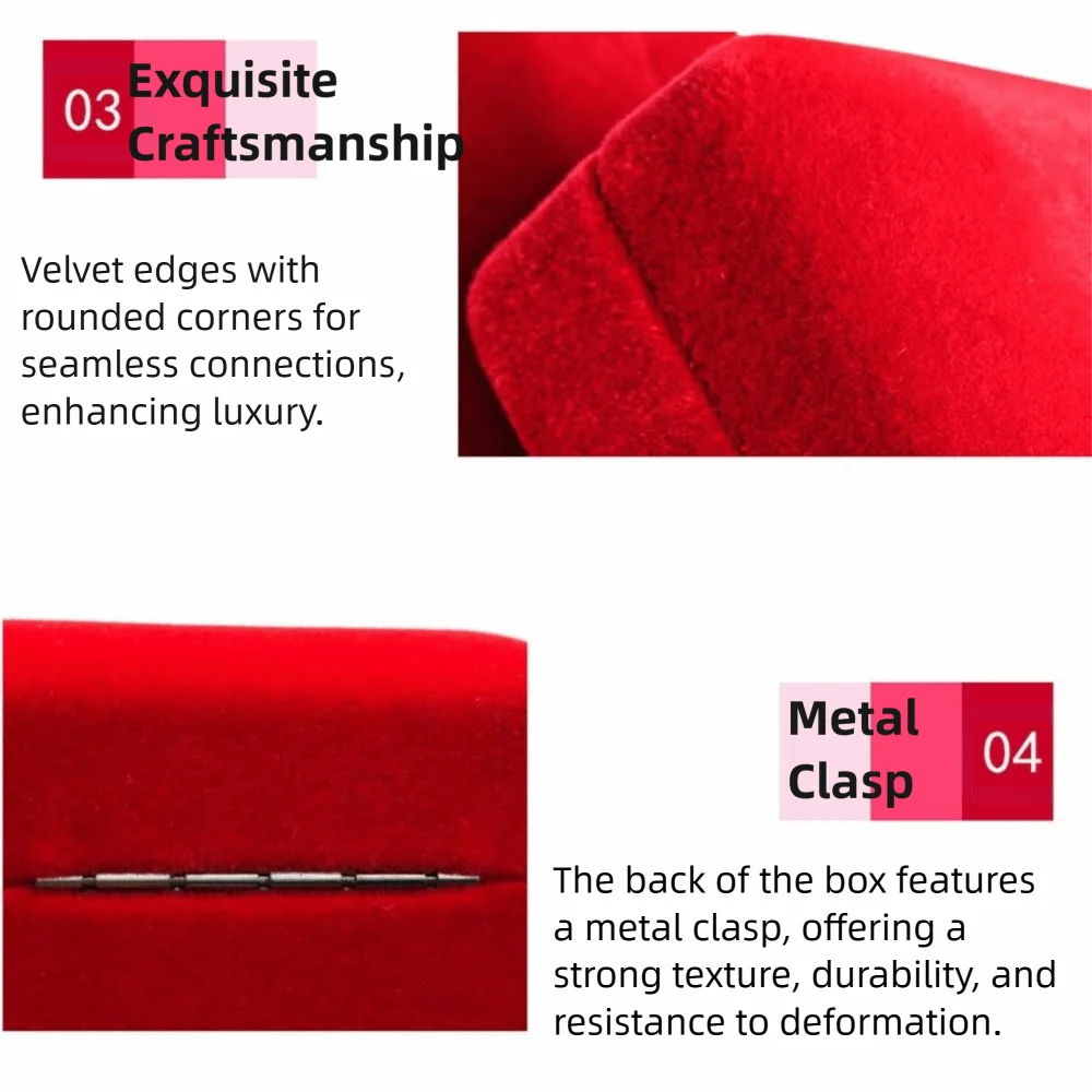 صندوق مجوهرات خاتم LED مخملي على شكل مربع بلون سادة حامل حلقي قابل لإعادة الاستخدام حافظة عرض حلقة إضاءة LED متينة