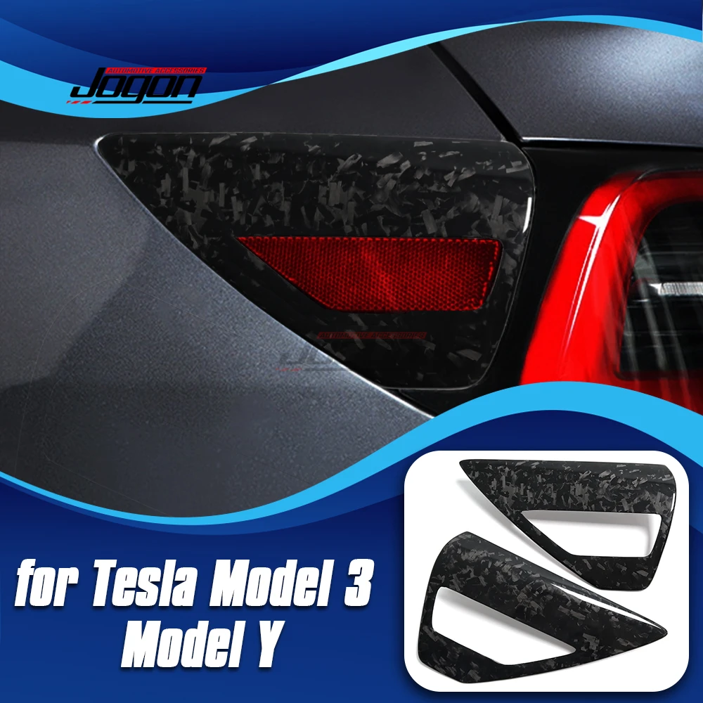 

2Pcs Forged Carbon For Tesla Model 3 2017+ Model Y 2020+ Exterior Car Rear Tail Lamp Charging Port Panel Cover Trim Accessories