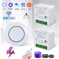 Tuya WiFi Smart Switch 16A RF 433Mhz Wireless Relay Receiver Mini Round Panel Switch Voice Control With Alexa Google Home Alice