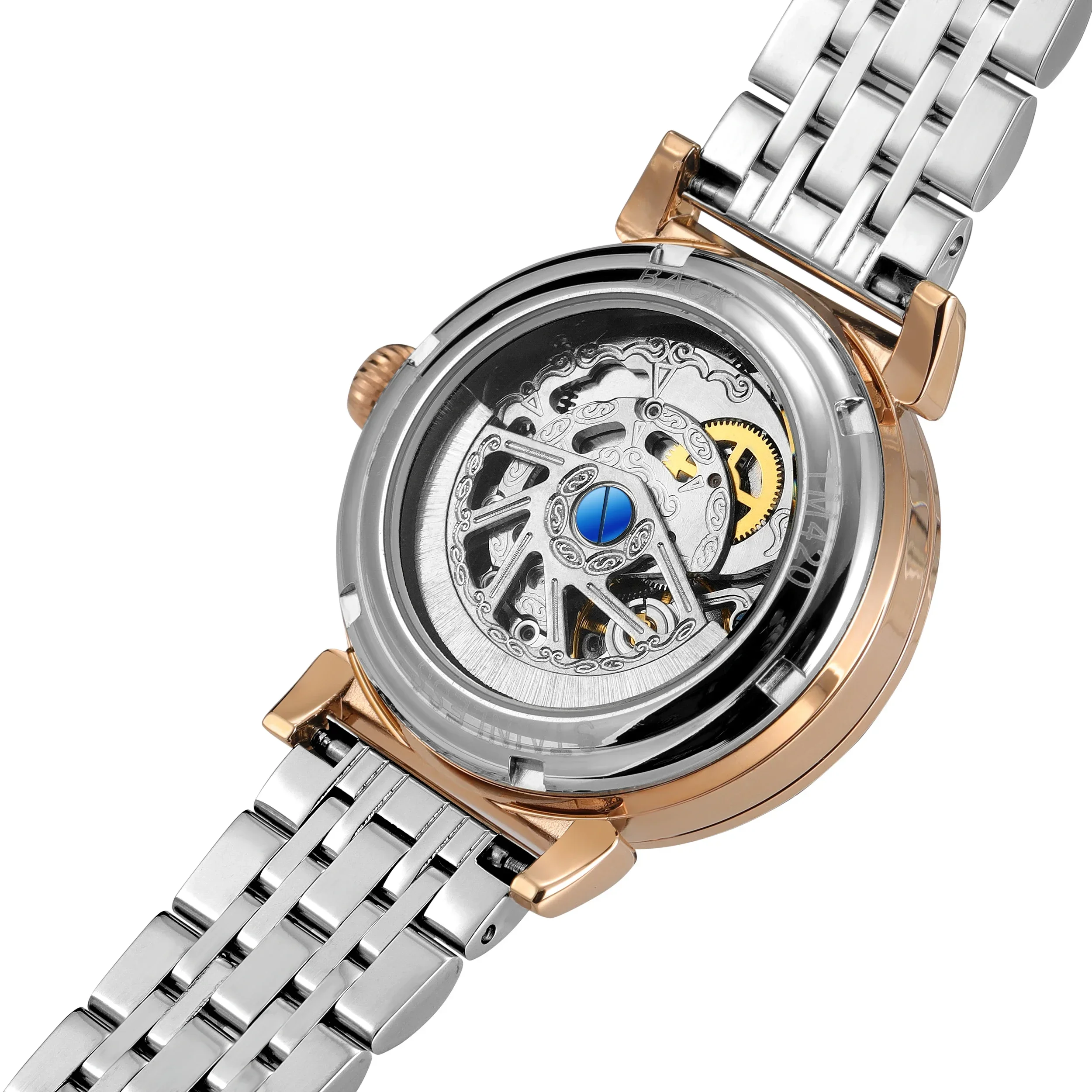 Montre de mariage pour femmes, haut de gamme, luxe, or Rose, diamant, étoiles, mouvement mécanique automatique, montres pour dames, horloge en acier inoxydable