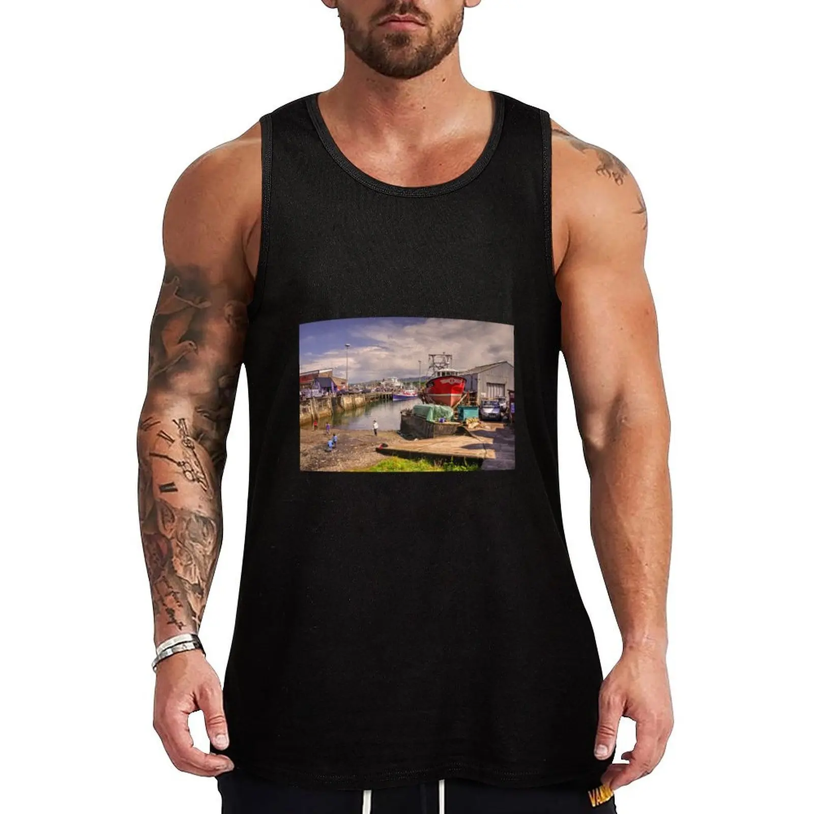 Mallaig Harbour Tank Top Gym Training Tank Top Quick Dry Athletic Sleeveless