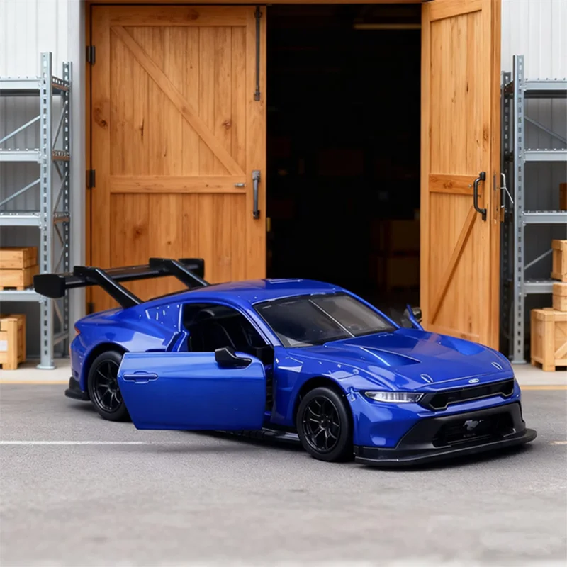 

1:42 Mustang GT3, модель спортивного автомобиля из сплава Muscle, литая под давлением металлическая гусеничная гоночная машина, модель автомобиля, коллекция моделирования, детская игрушка в подарок