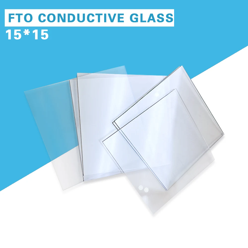 

FTO Coated Conductive glass 15x15x2.2mm 15ohm / sq 100pcs Lab Transparent Conductive Glass Fluorine Doped Tin Oxide