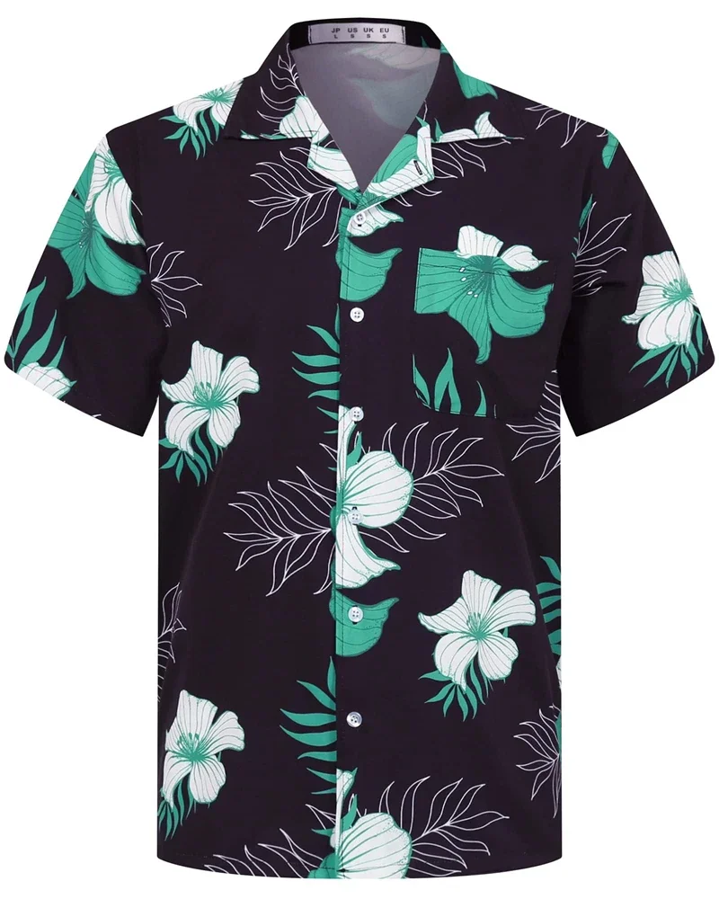 Summer Fashion Mens Hawaiian Shirts Short Sleeve Button Coconut Tree Printed Casual Beach Aloha Shirt Plus Size 6XL Hombre Ropa