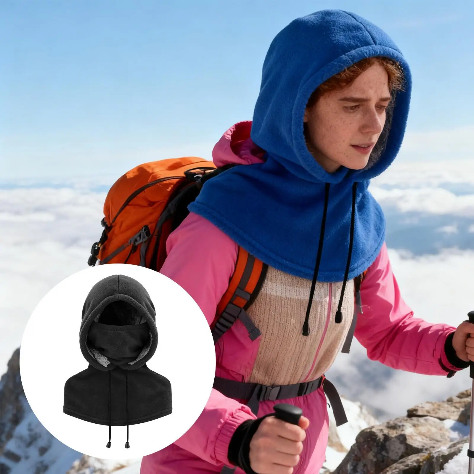 

Winter Face Cover Warm Windproof Hat With Drawstring Winter Hat Breathable Ski Hood For Women Runners Cyclists Camping Cycling