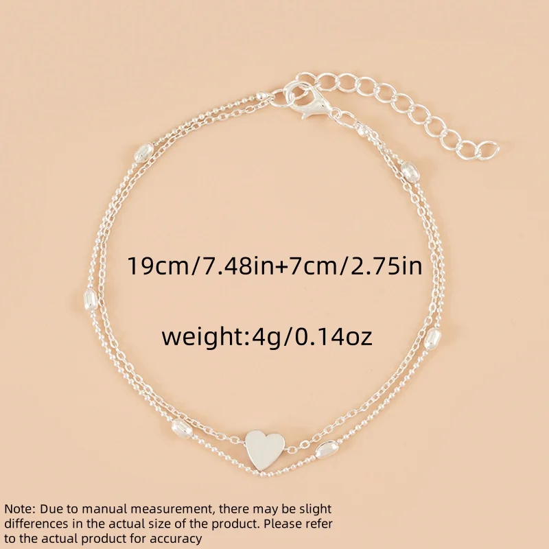 Heart Shaped Anklet Fashion Adjustable Set Jewelry Women's Hot Selling Bead Chain Heart Shaped Anklet Gift Party image 5