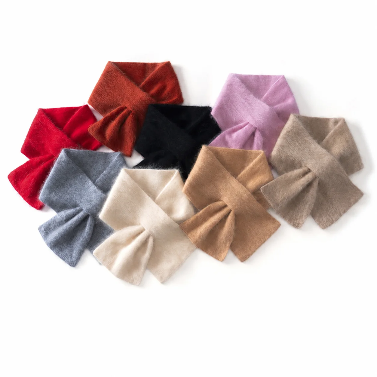 Goat Cashmere Scarf Solid-Color Cashmere Neck Scarf Cross-Through Scarf Soft Winter Neck Wrap For Winter Commuting Sweater