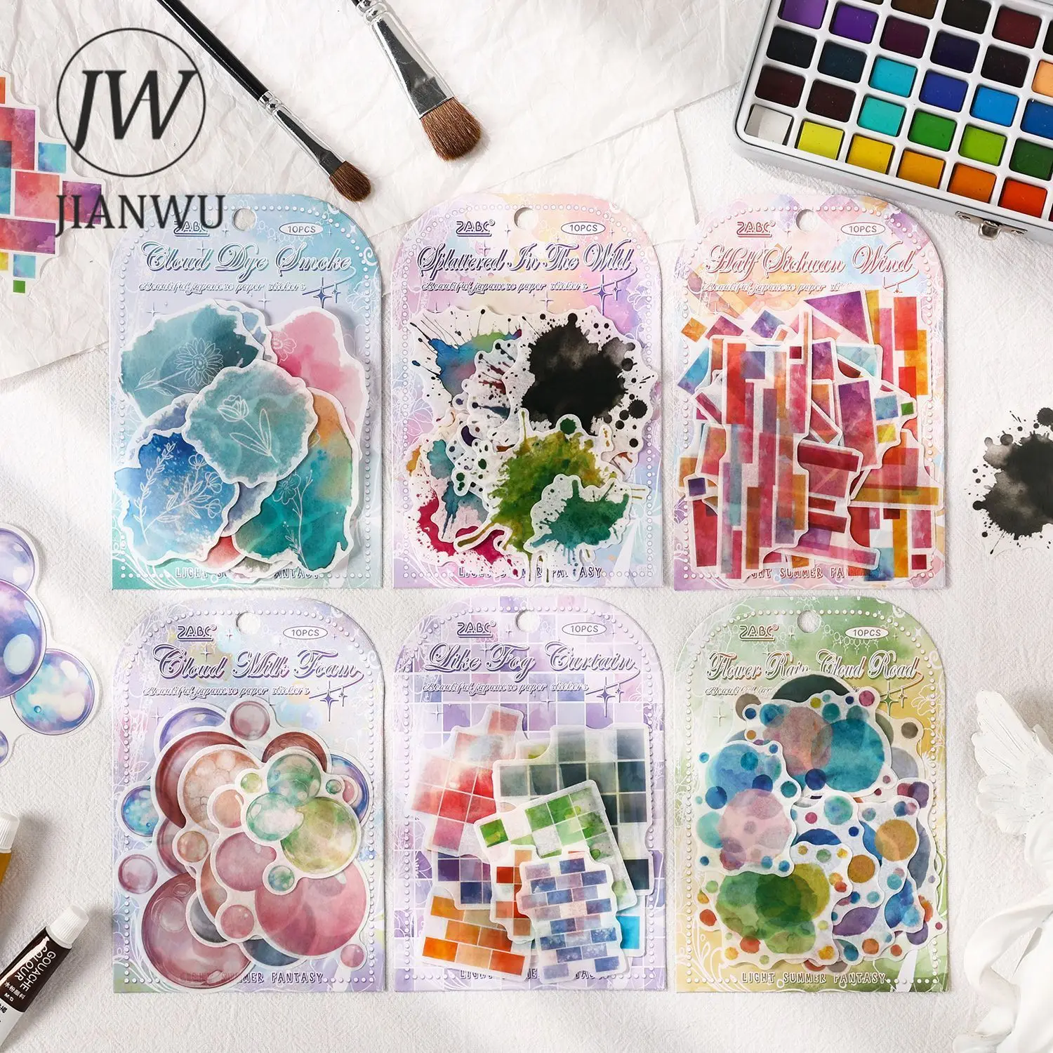 JIANWU Shallow Summer Illusion Vintage Collage Sticker - DIY Journal Stationery - alternate angle