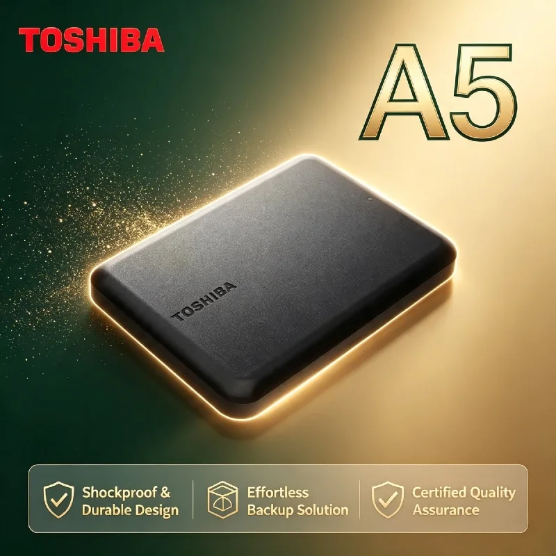 Toshiba A5 Series Small Black 2TB 4TB 1TB 500GB USB 3.2 Gen1 Portable Hard Drive for Mac PC Pro Max Speed