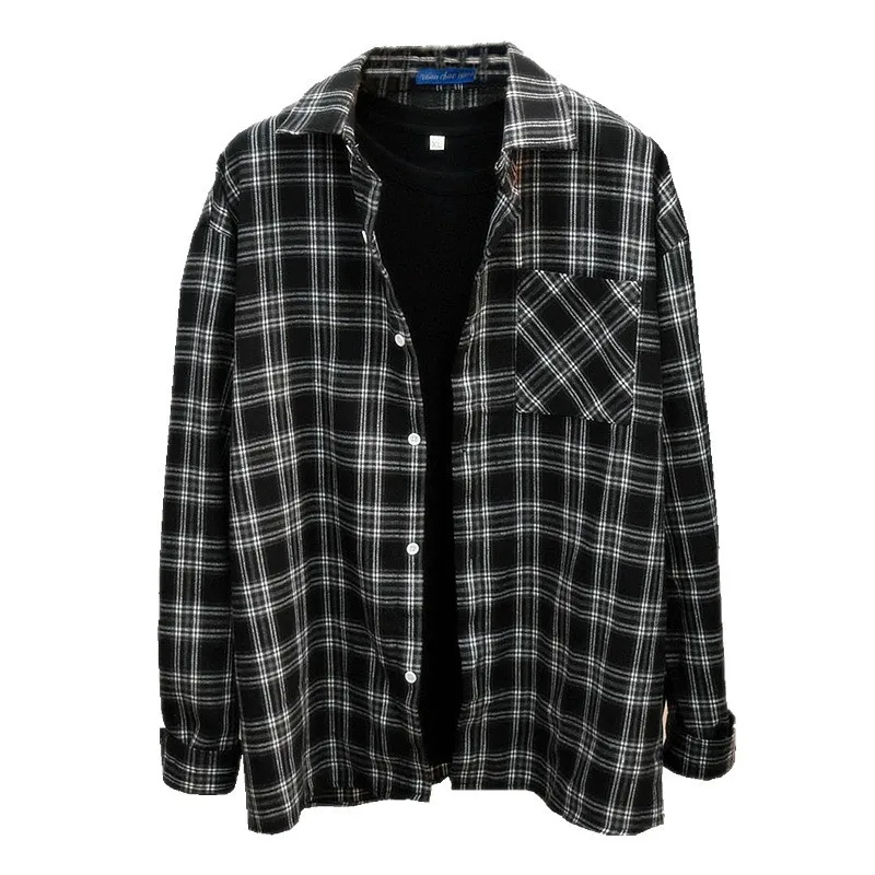 High Quality Men's Plaid Long Sleeve Shirt Casual Loose Fit Vintage Large Size Polyester Breathable Wear Resistant Color Fast