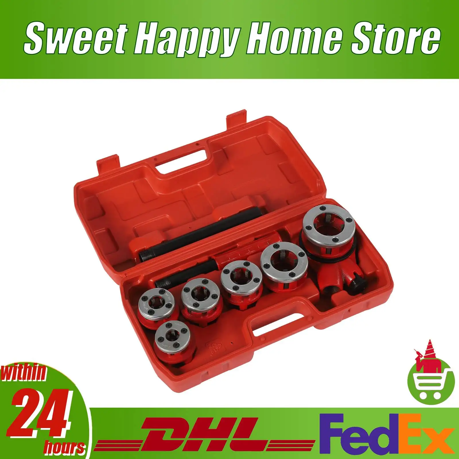 Kit infila tubi a cricchetto a 6 matrici Set di strumenti per infilare tubi manuali con custodia da 1/4 a 1-1/4