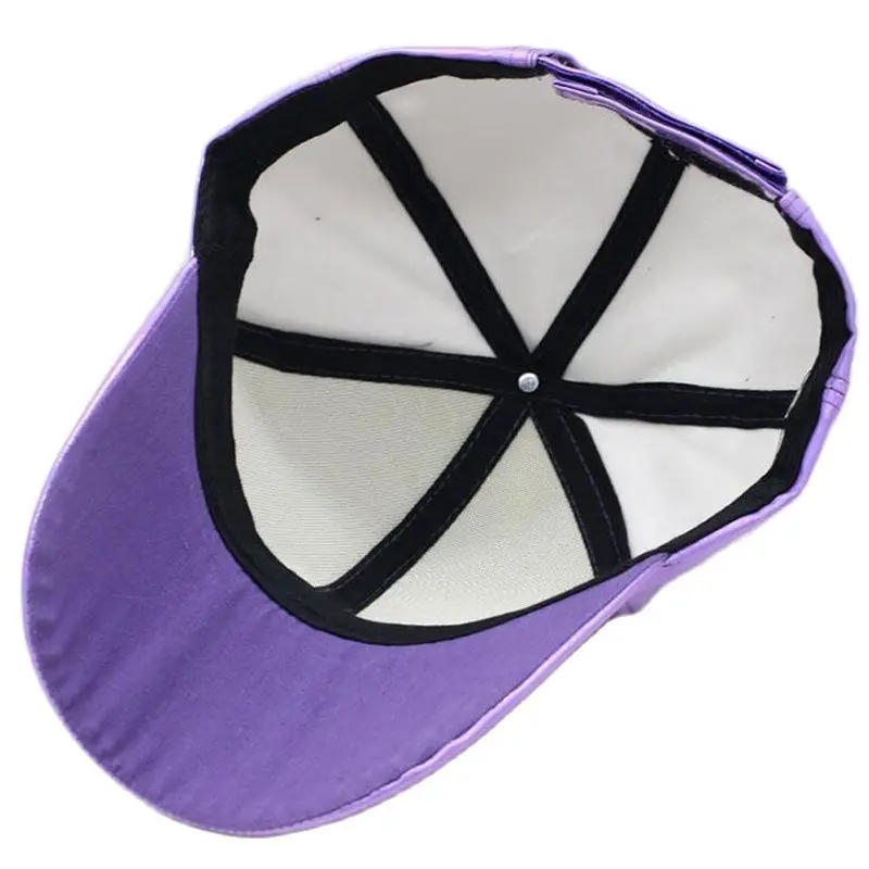 Shine PU Leather Laser Baseball Cap Women Men Party Club Hat Gold Silver Rainbow Purple