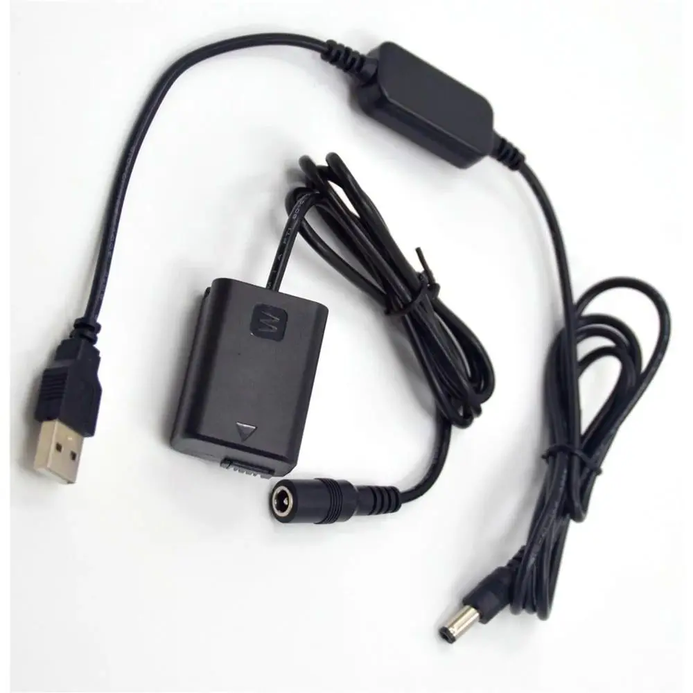 

USB-кабель-адаптер 5 В + манекен NP-FW50 AC-PW20 для Sony a7 a7R A7000 A6500 A6000 A5000 RX10 NEX3 7 SLT A35 A55 ZV-E10