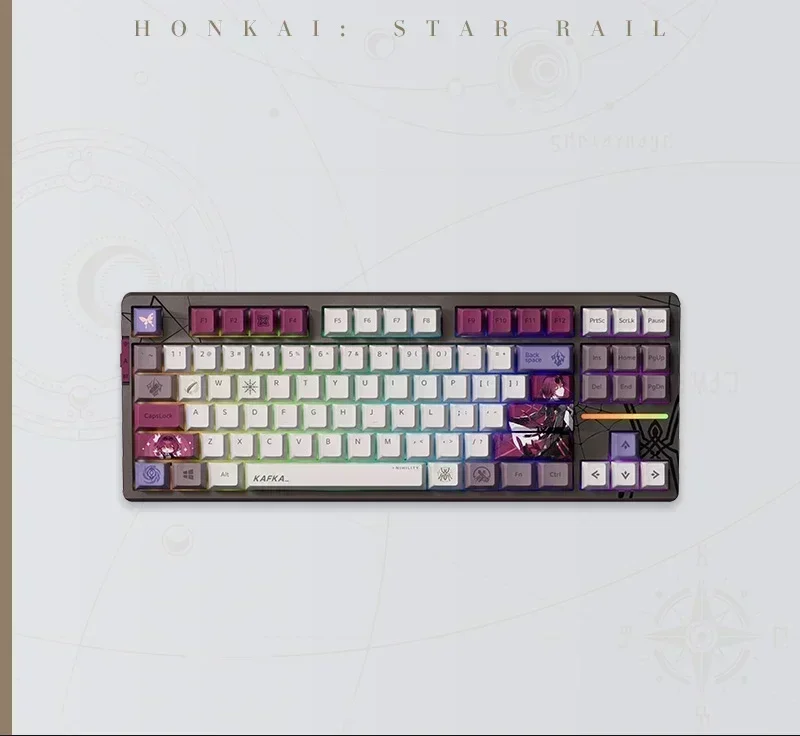 Imagem -02 - Honkai Star Rail Kafka Teclado Mecânico 108 Teclas Tri Mode Wireless Bluetooth Rgb Custom pc Acessórios Gamer Hotswop