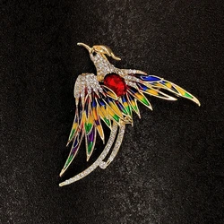Multicolor Crystal Phoenix Brooch Pin for Women Enamel Beauty Colorful Flying Bird Brooches Office Lady Elegant Jewelry