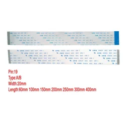 19Pin 1mm Pitch FFC FPC AWM 20624 80C 60V VW-1 A B Type Flat Flexible Cable 60mm 100mm 150mm 200mm 250mm 300mm 400mm connector