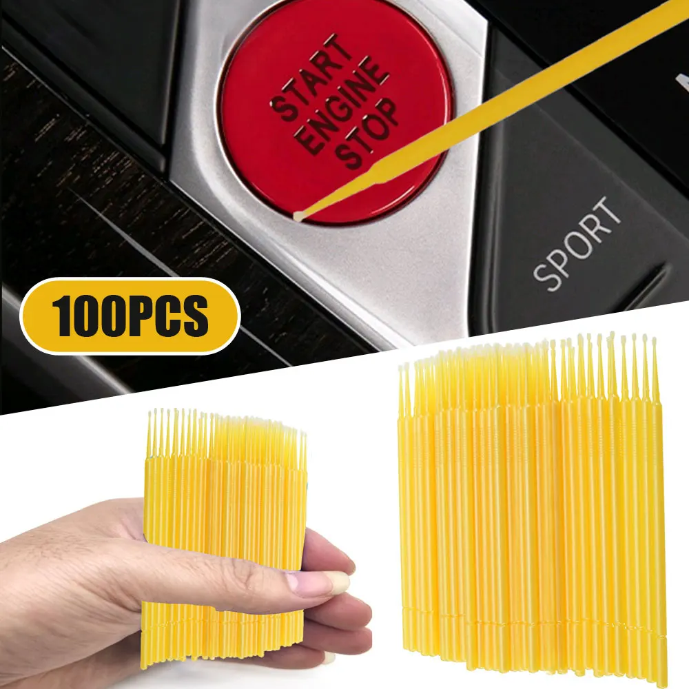 

100pcs Micro Paint Brushes Touch-up Up Paint Brush Tips Auto Mini Head Brush Car Detailing Mini Spray Car Applicator Stick