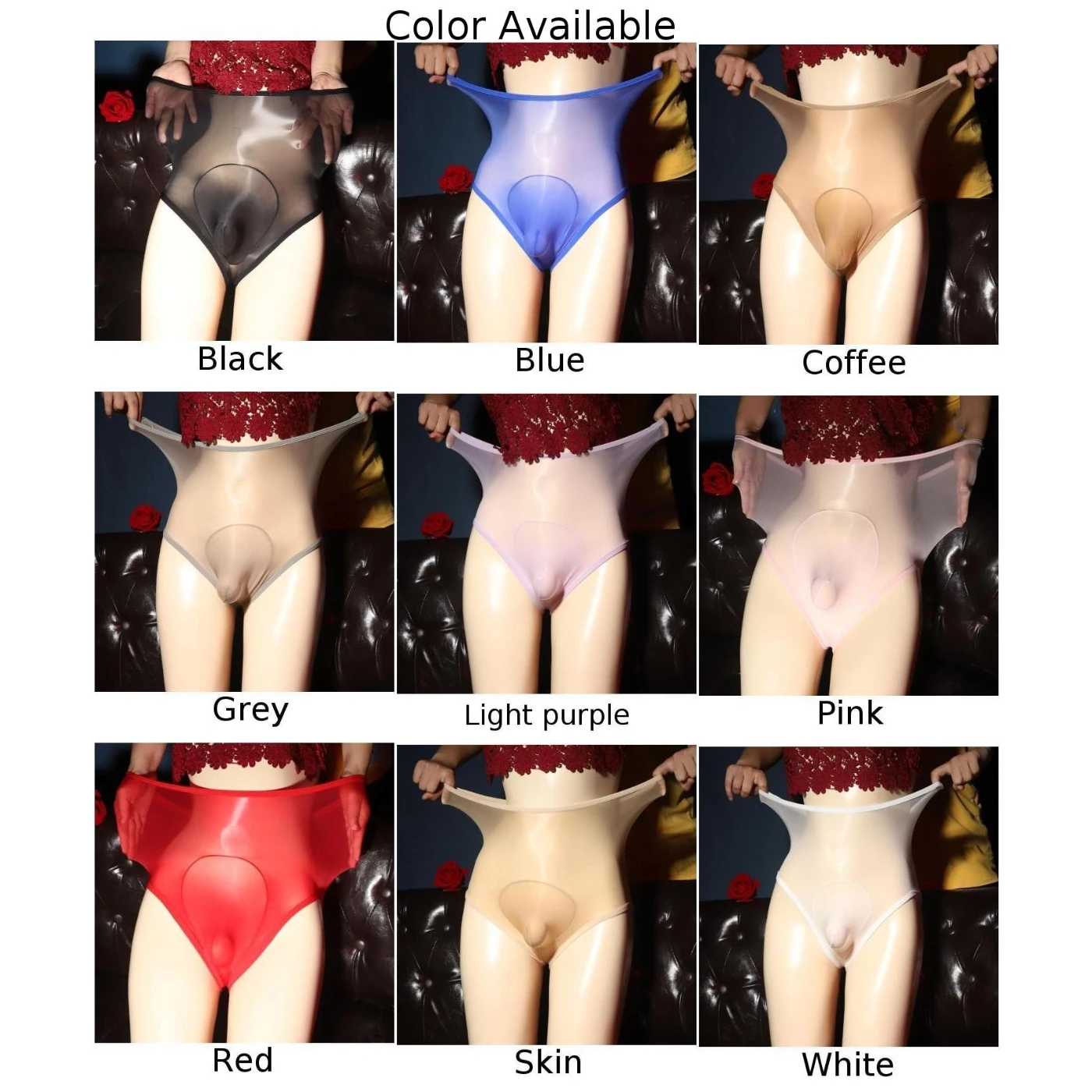 Mens Sissy Bikini Panties High Waist Briefs Crossdress Solid Lingerie Underwear Seamless Thong Elastic Transparent Knickers