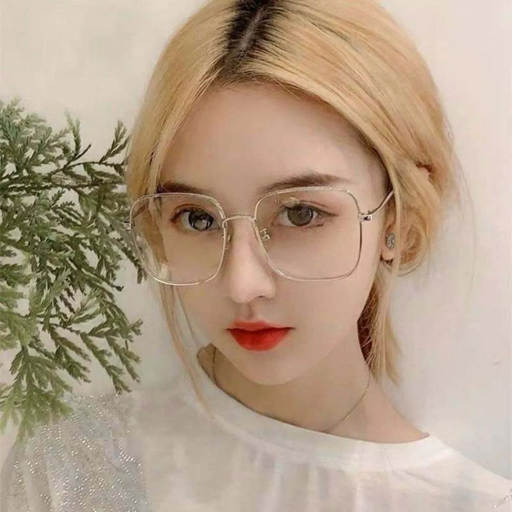 مقاوم للماء الإطار الذهبي قصر النظر نظارات خفيفة الوزن سبيكة بريق إطار كبير نظارات PC البلاستيك النساء نظارات القراءة