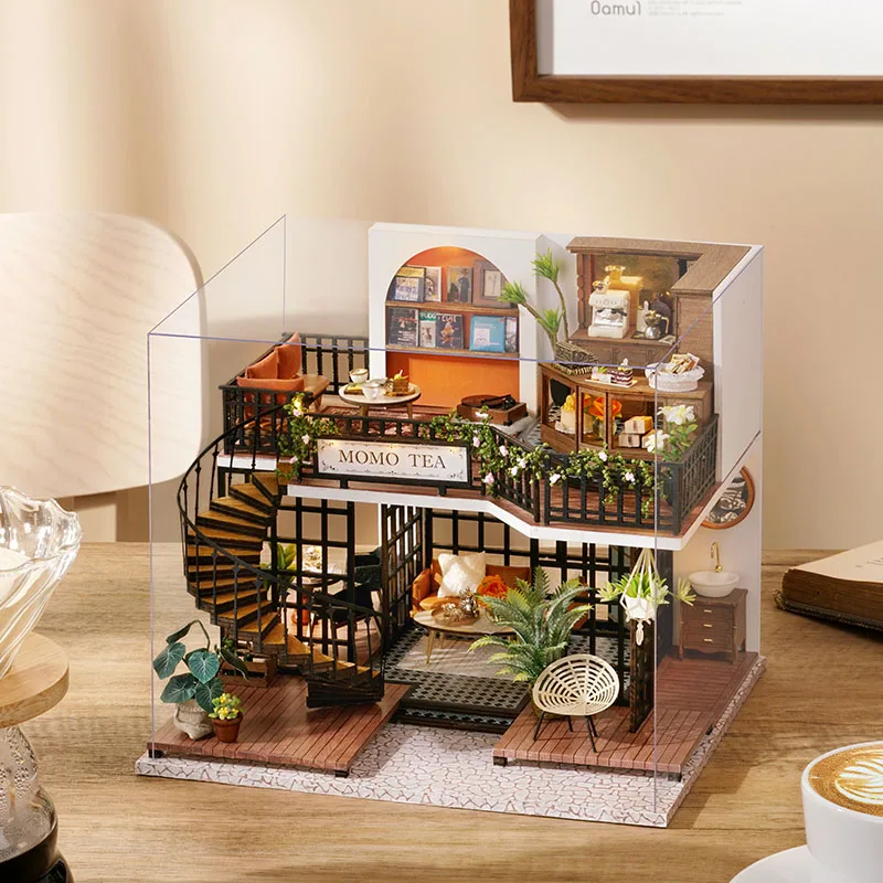 

Children's 3D Puzzle Handmade DIY Wooden Double decker Small House for Girls, Adults, Adolescents, and Adults 12+Gifts