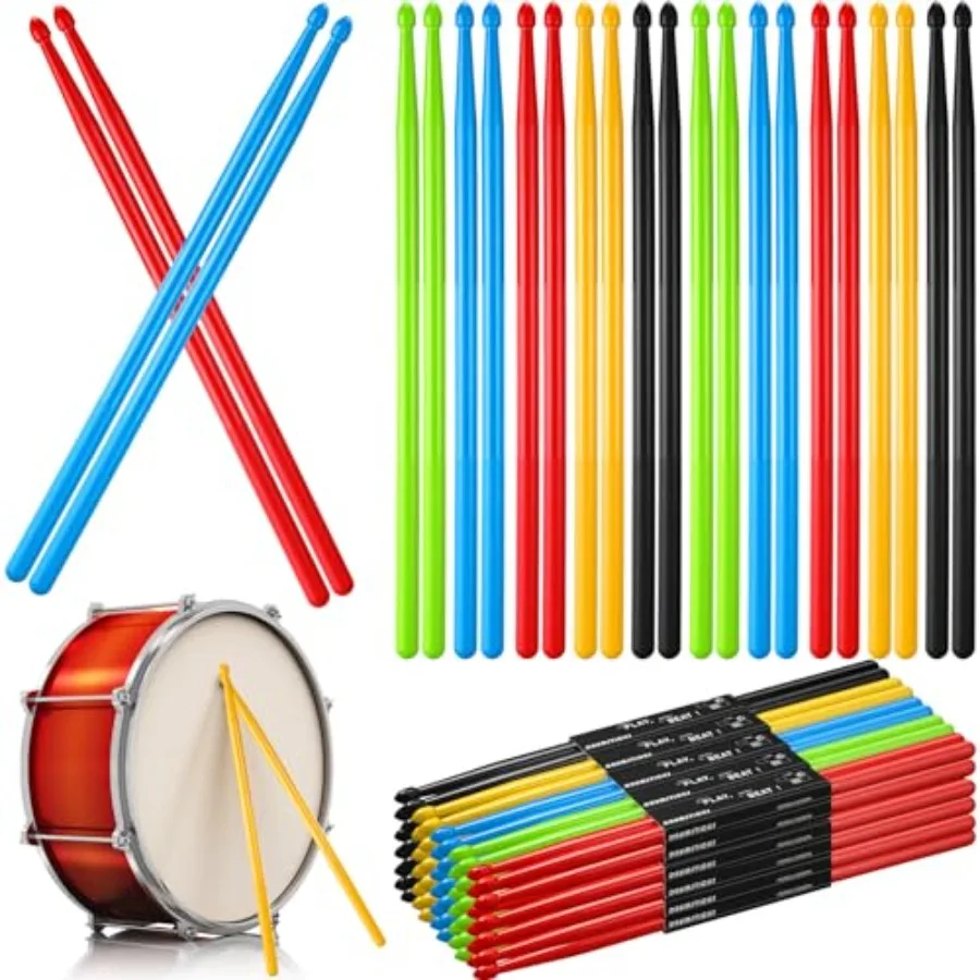 

40 пар барабанных палочек с противоскользящими ручками для начинающих взрослых, легкие и прочные палочки для тренировок, музыкальный инструмент