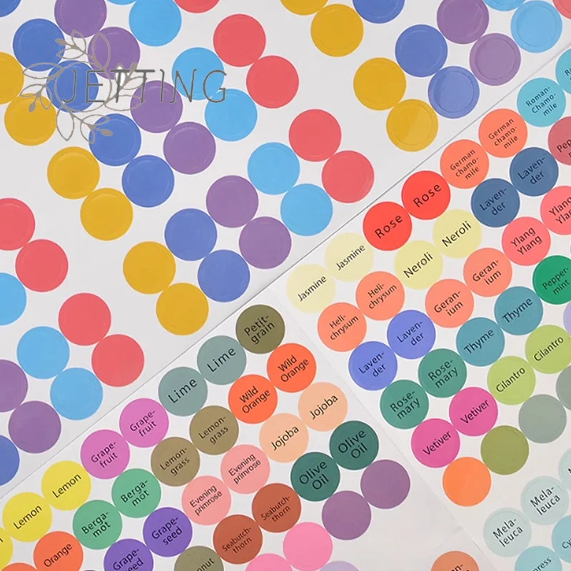 1 Juego de 192 Uds. Etiqueta de tapa de botella de aceite esencial, etiquetas de tapa de botellas de aceite esencial preimpresadas, etiquetas de tapa, pegatinas circulares redondas