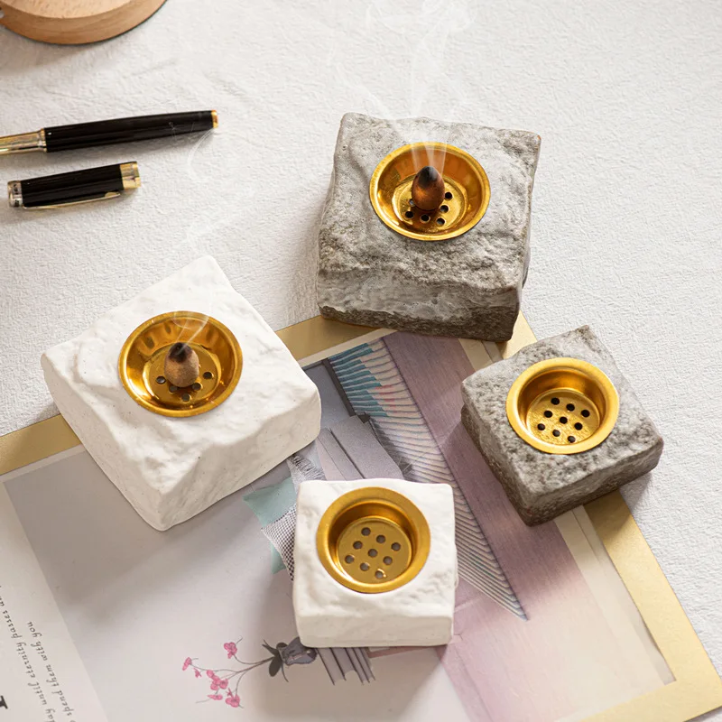 Natural rock pattern ceramic aromatherapy oven with active glaze change