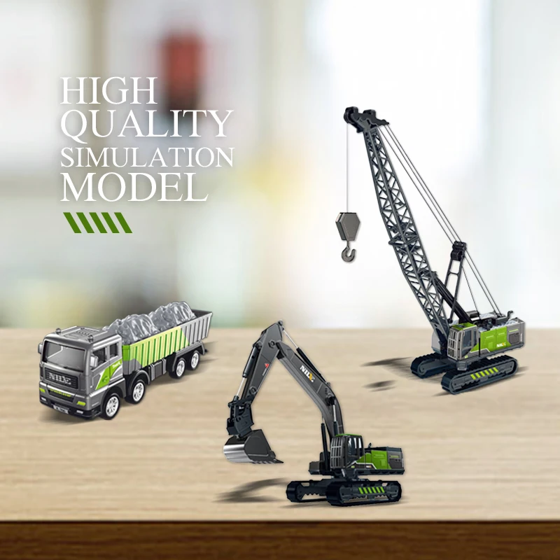 1/50 Simulation Engineering Vehicle Decast Model Toy Excavator Crane Model Truck Dump Car Toys for Boys Children Gift Hoem Decor