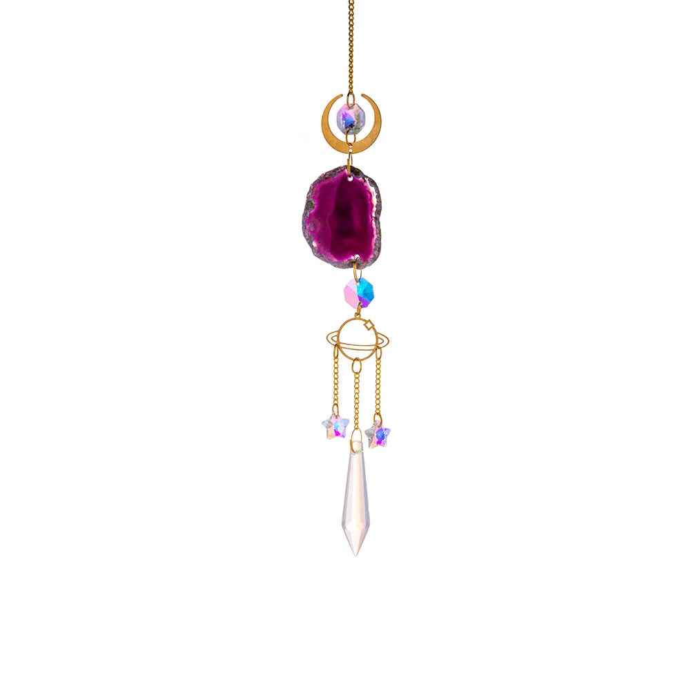 Agate Sun Catcher Windchime Metal Multi-Purpose Perfect Size Purple Safe Various Colors Available White Practical