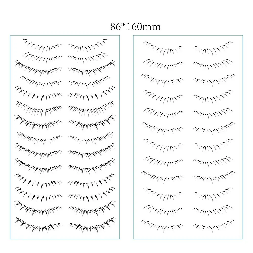 Natural Multi-Style Lower Eyelash Tattoo Stickers, 3D Simulation Falso Eyelashes, impermeável Under Eye Fake Eyelash, mulheres