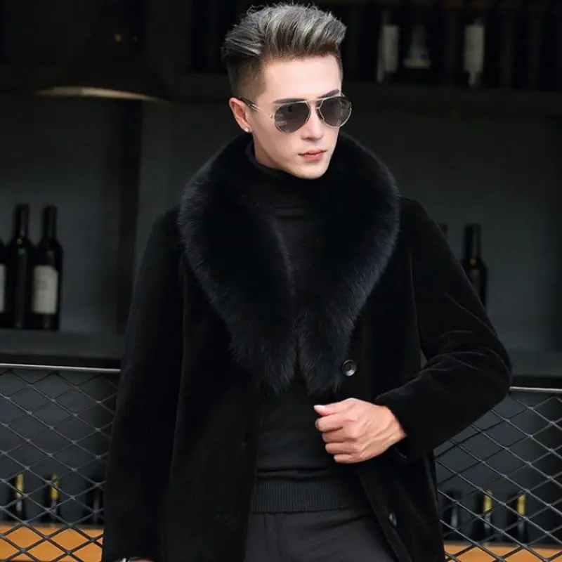 2024 Winter Warm Coats Men Clothing Down Long Waterproof Jackets Faux Fox Fur Coat for Man   Puffer   Z18