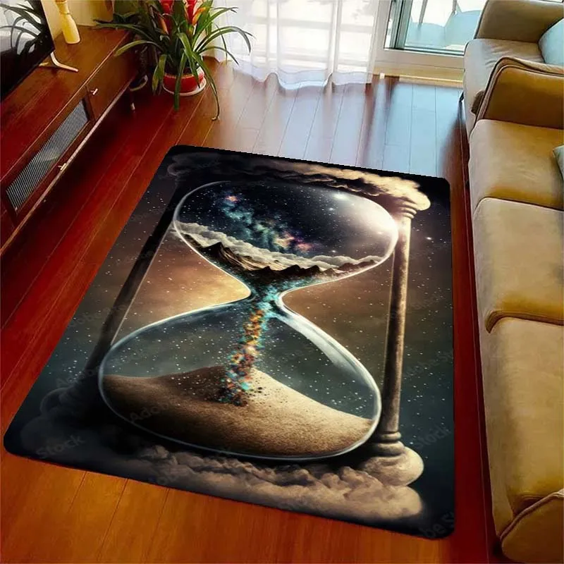 Hourglass of Time Cosmic Stardust Hourglass Area Rugs for Living Room Bedroom Decoration Children Play Room Mat Anti-slip Carpet